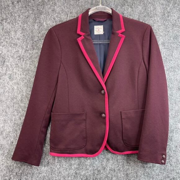 GAP The Academy Blazer Size 6 Vamp Red Maroon Hot Pink Trim Preppy - Picture 1 of 12